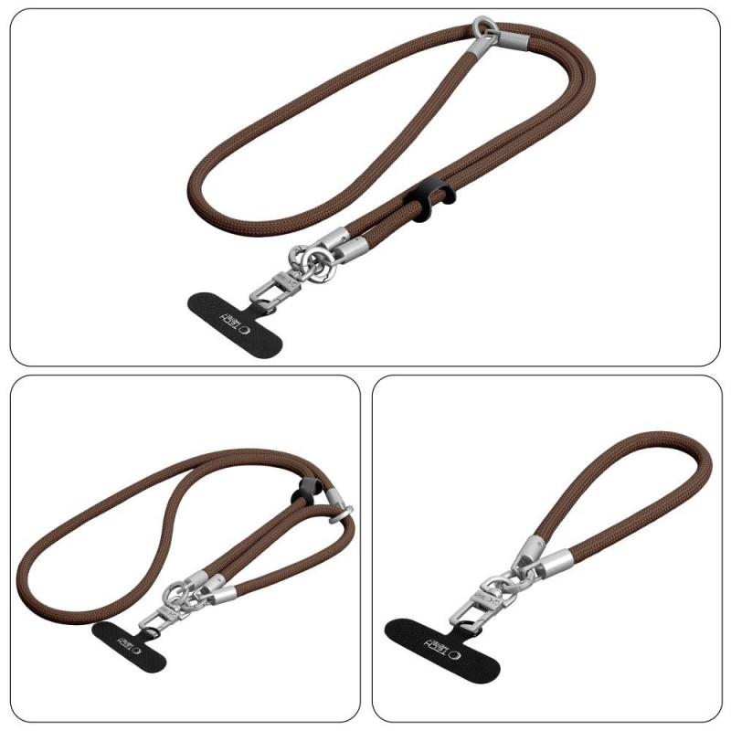 Tech-Protect C10S Rope peties dirželio ir riešo dirželio rinkinys, Walnut Brown/Titanium