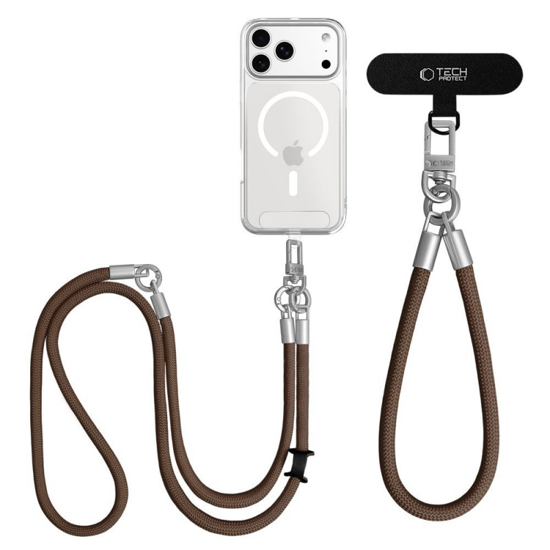 Tech-Protect C10S Rope peties dirželio ir riešo dirželio rinkinys, Walnut Brown/Titanium
