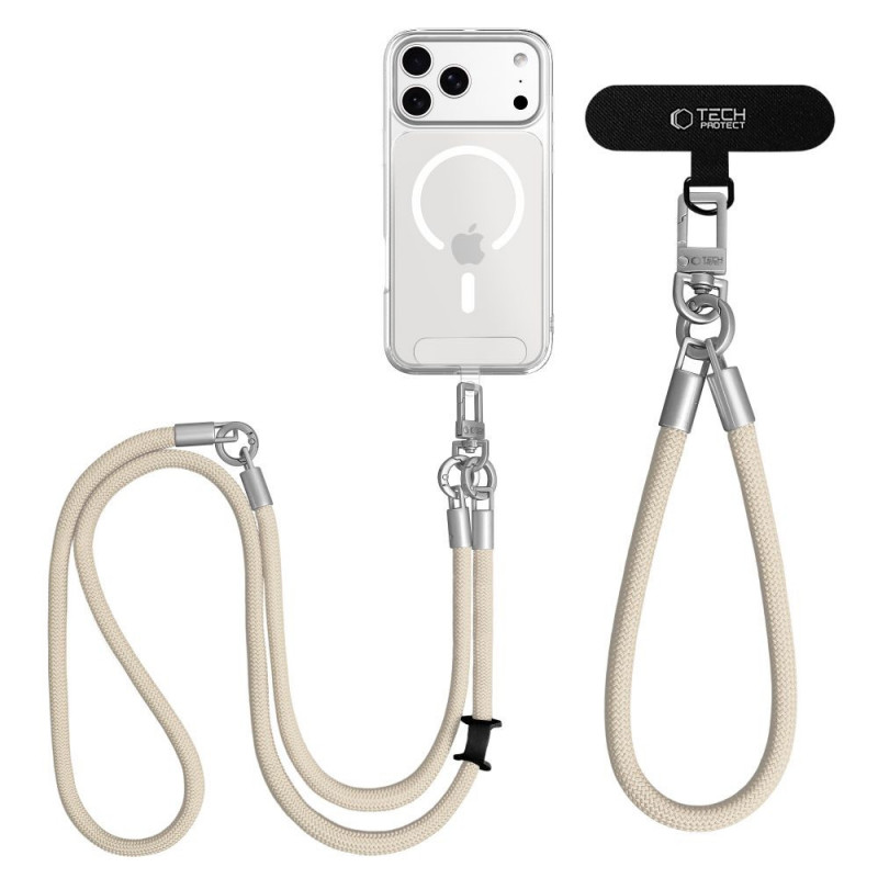 Tech-Protect C10S Rope kryžminė ir riešo dirželių rinkinys, Desert Beige/Titanium