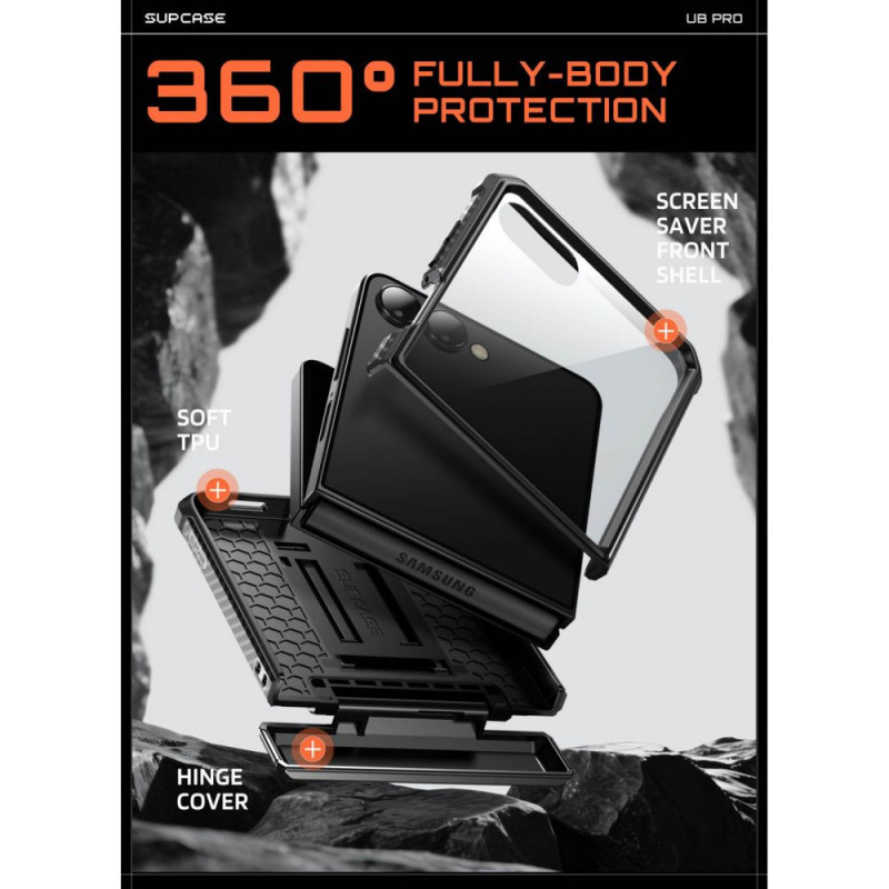 Supcase Unicorn Beetle Pro dėklas skirtas Samsung Galaxy Z Flip 8, juodas