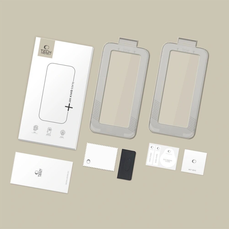 Tech-Protect Quick Set+ THP4498 grūdintas stiklas, skirta Apple iPhone 17, juodas (2 vnt.)