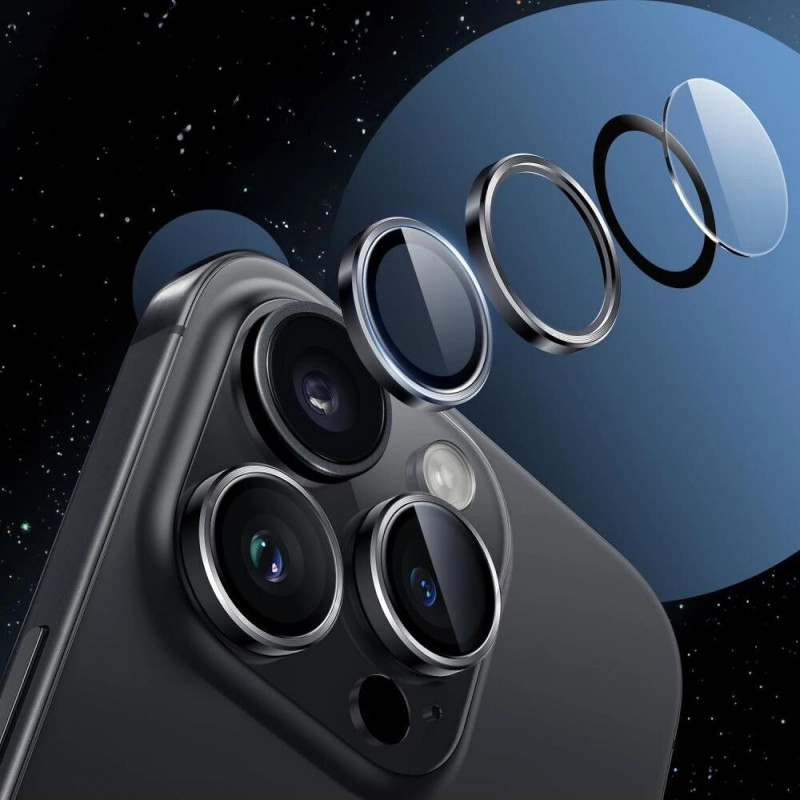 Tech-Protect Camring Fit+ fotoaparato objektyvo apsauga, skirta Apple iPhone 14 Pro / 14 Pro Max / 15 Pro / 15 Pro Max / 16 Pro / 16 Pro Max / 17 Pro / 17 Pro Max, juoda