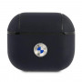 BMW BMA3SSLNA Genuine Leather Silver Logo Cover Apple AirPods 3 ausinei, navy