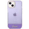Guess Translucent dėklas Apple iPhone 14 / 15 / 13 6.1 colio, purpurinis (GUHCP14SHGCOU)