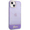 Guess Translucent dėklas Apple iPhone 14 / 15 / 13 6.1 colio, purpurinis (GUHCP14SHGCOU)