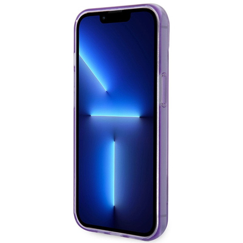 Guess Translucent dėklas Apple iPhone 14 / 15 / 13 6.1 colio, purpurinis (GUHCP14SHGCOU)