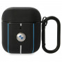 BMW BMA222RVSK Leather Color Lines Apple AirPods 1/2 ausinių dėklo užvalkalas, juodas