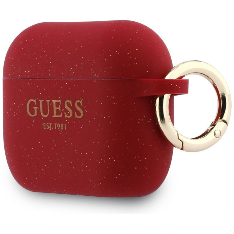 Guess Silicone Glitter Ring Guess silikoninis blizgus AirPods Pro 3 įkrovimo dėklo dangtelis, fuchsia