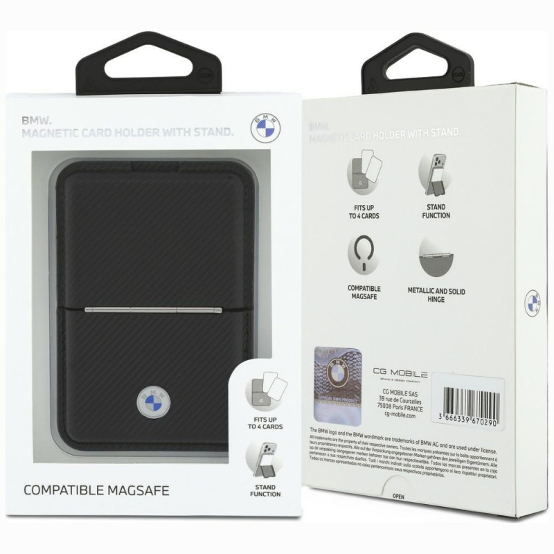 BMW Carbon Metal Logos MagSafe piniginė, juoda