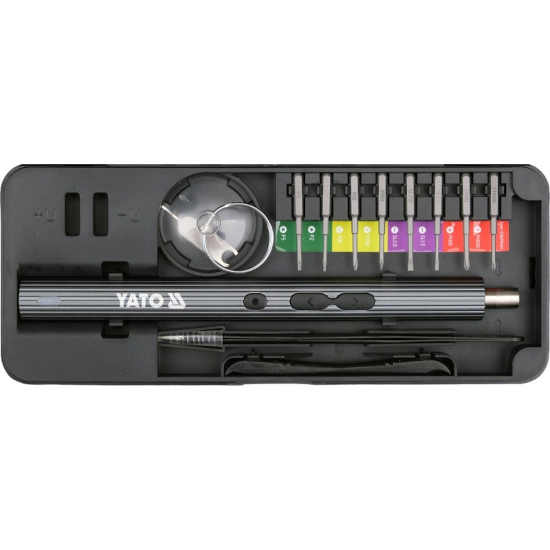 YATO YT-25770 atsuktuvų rinkinys su antgaliais, 3,7 V, 56 vnt.