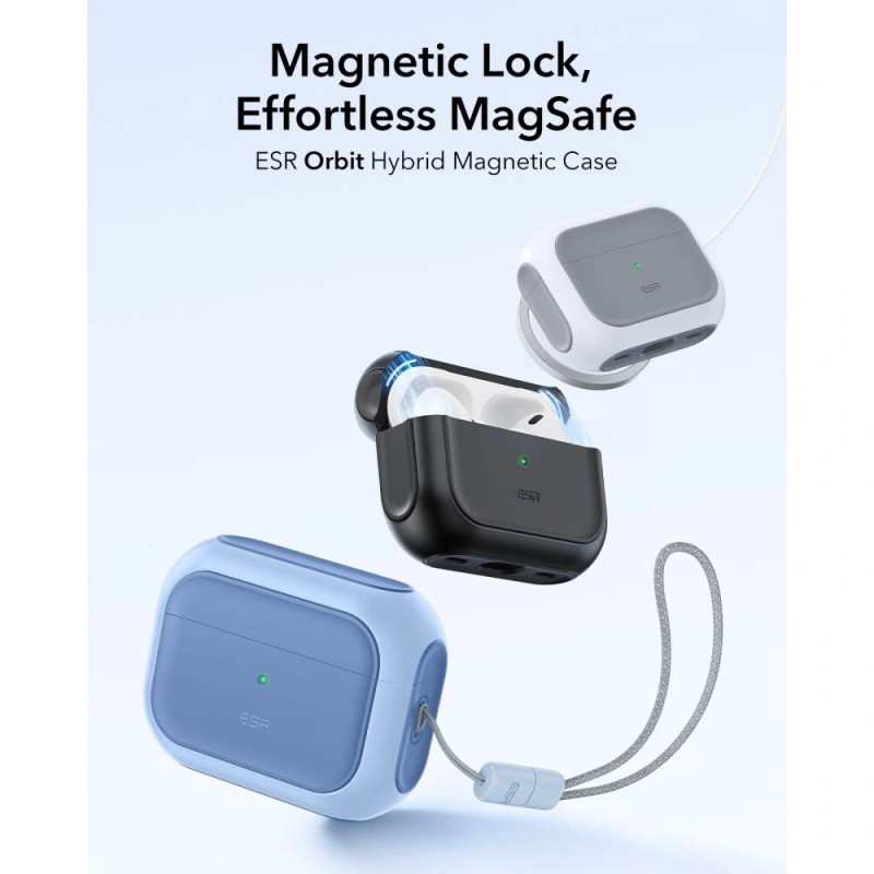 ESR Orbit HaloLock MagSafe dėklas Apple AirPods Pro 3 ausinukų įkrovimo dėžutei, Powder Blue