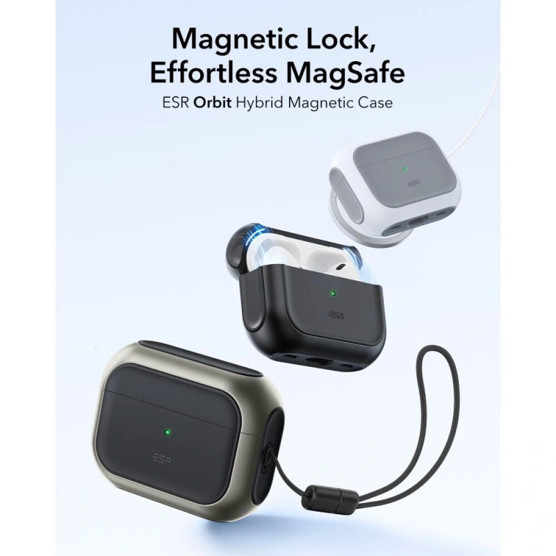 ESR Orbit HaloLock MagSafe dėklas, skirtas Apple AirPods Pro 3, titano spalvos