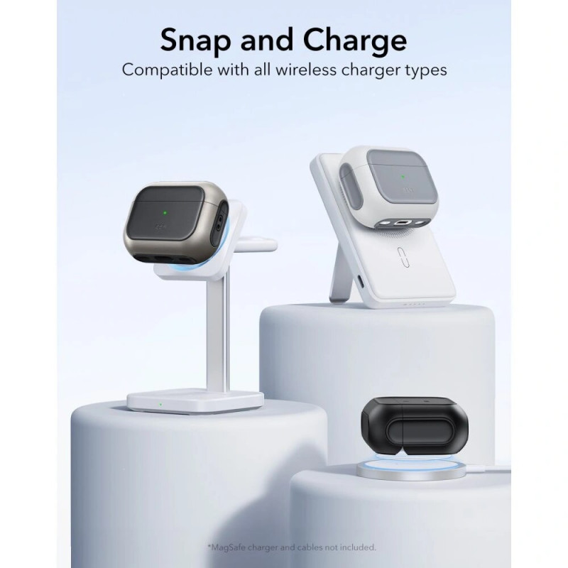 ESR Orbit HaloLock MagSafe dėklas, skirtas Apple AirPods Pro 3, titano spalvos