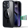 ESR Classic Hybrid MagSafe dėklas su grūdintu stiklu, skirtas Apple iPhone 17, permatomas/juodas
