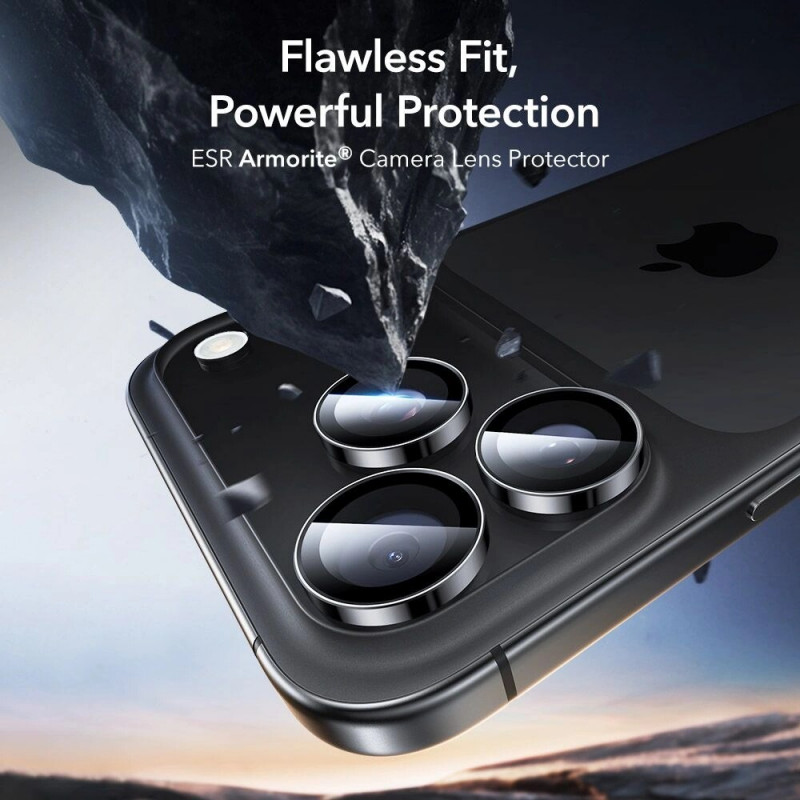 ESR Armorite fotoaparato objektyvo apsauga, juoda, skirta Apple iPhone 14 Pro / 14 Pro Max / 15 Pro / 15 Pro Max / 16 Pro / 16 Pro Max / 17 Pro / 17 Pro Max (ESR931)