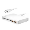 LogiLink PA0418 stalinis įkroviklis, 100 W, GaN, 6 lizdai, 2x USB-A (QC), 4x USB-C (PD), baltas