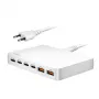 LogiLink PA0418 stalinis įkroviklis, 100 W, GaN, 6 lizdai, 2x USB-A (QC), 4x USB-C (PD), baltas