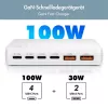 LogiLink PA0418 stalinis įkroviklis, 100 W, GaN, 6 lizdai, 2x USB-A (QC), 4x USB-C (PD), baltas