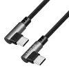 LogiLink CU0463 USB 2.0 Type-C kabelis, C/M 90° į C/M 90°, 480 Mbps, 100 W, metalinis, sidabrinis/juodas, 3 m