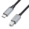 Logilink CU0515 USB 2.0 Type-C kabelis, C/M į B/M, 480 Mbps, nailonas, metalas, juodas/sidabrinis, 2 m