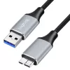 Logilink CU0290 USB 3.0 kabelis, A/M–Micro-USB/M, 5 Gbps, nailonas, metalas, juodas/sidabrinis, 1 m