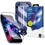 3MK HardGlass Max grūdintas stiklas su aplikatoriumi, skirtas Apple iPhone 13 / 13 Pro / 14 / 16e / 17e, juodas