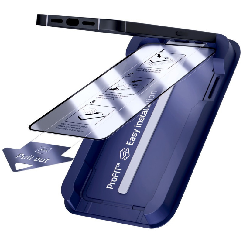 3MK HardGlass Max grūdintas stiklas su aplikatoriumi, skirtas Apple iPhone 13 / 13 Pro / 14 / 16e / 17e, juodas