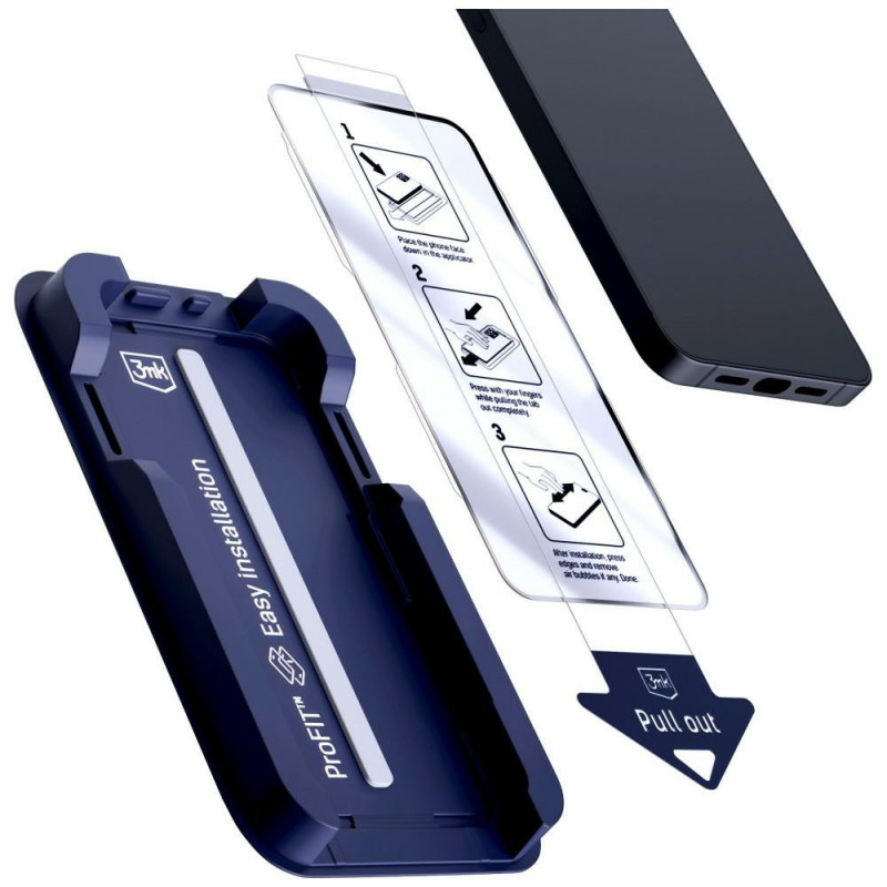 3MK HardGlass Max grūdintas stiklas su aplikatoriumi, skirtas Apple iPhone 13 / 13 Pro / 14 / 16e / 17e, juodas