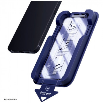 3MK HardGlass Max grūdintas stiklas su aplikatoriumi, skirtas Apple iPhone 15 / 16, juodas