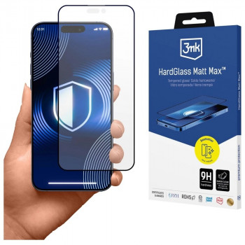 3MK HardGlass Matt Max matinė grūdinto stiklo ekrano apsauga Apple iPhone 17 Pro