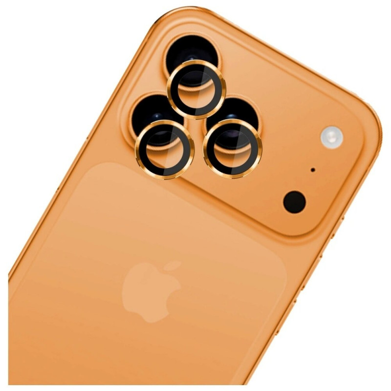 3MK Lens Protection Pro grūdinto stiklo apsauga fotoaparato objektyvui, skirta Apple iPhone 17 Pro / 17 Pro Max, oranžinė