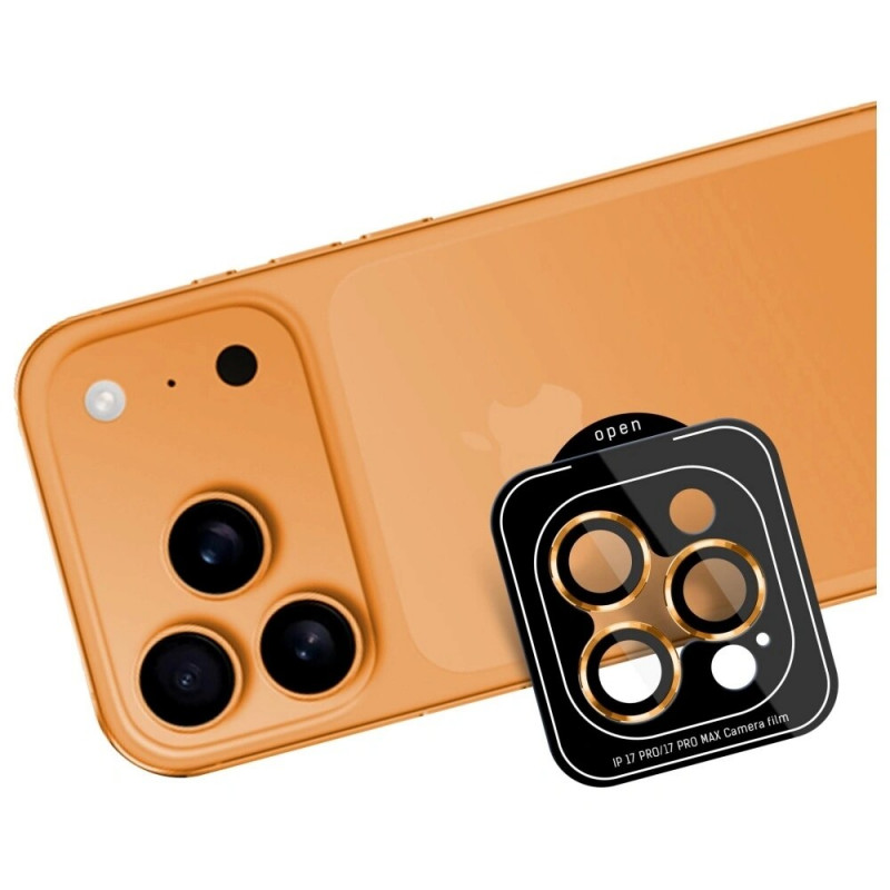 3MK Lens Protection Pro grūdinto stiklo apsauga fotoaparato objektyvui, skirta Apple iPhone 17 Pro / 17 Pro Max, oranžinė