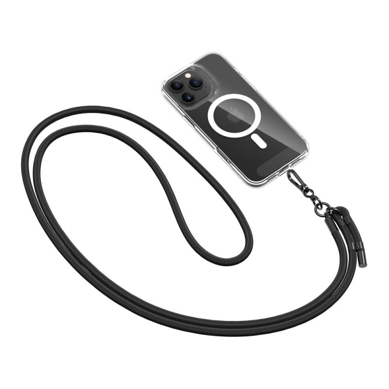 Tech-Protect C1S Rope Crossbody Strap, Juodas/Juodas telefonų pakabukas