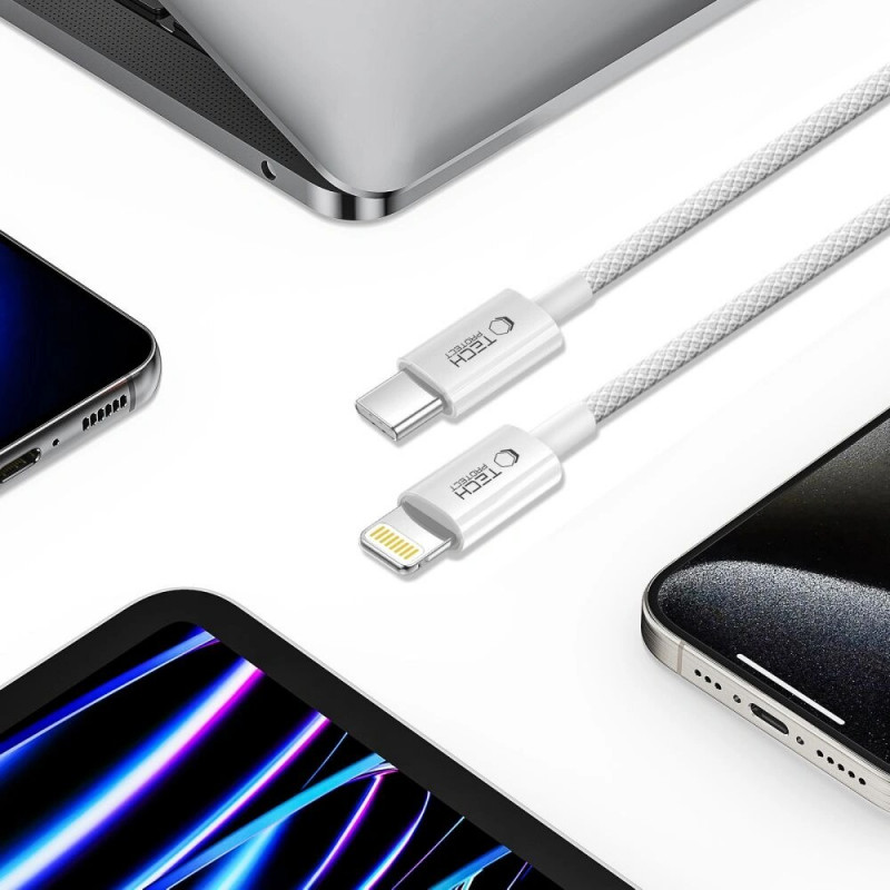 Tech-Protect Ultraboost Lite USB-C / Lightning kabelis PD27W/3A, 200 cm, Cool Grey