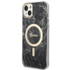 Guess GUBPP14SHMEACSK rinkinys: dėklas ir belaidis įkroviklis Apple iPhone 14 6.1", juodas kietas dėklas Marble MagSafe