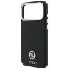 Dėklas Guess GUE005537-0 Grained Round Strass Logo MagSafe telefonui Apple iPhone 18 Pro Max / 17 Pro Max, juodos spalvos