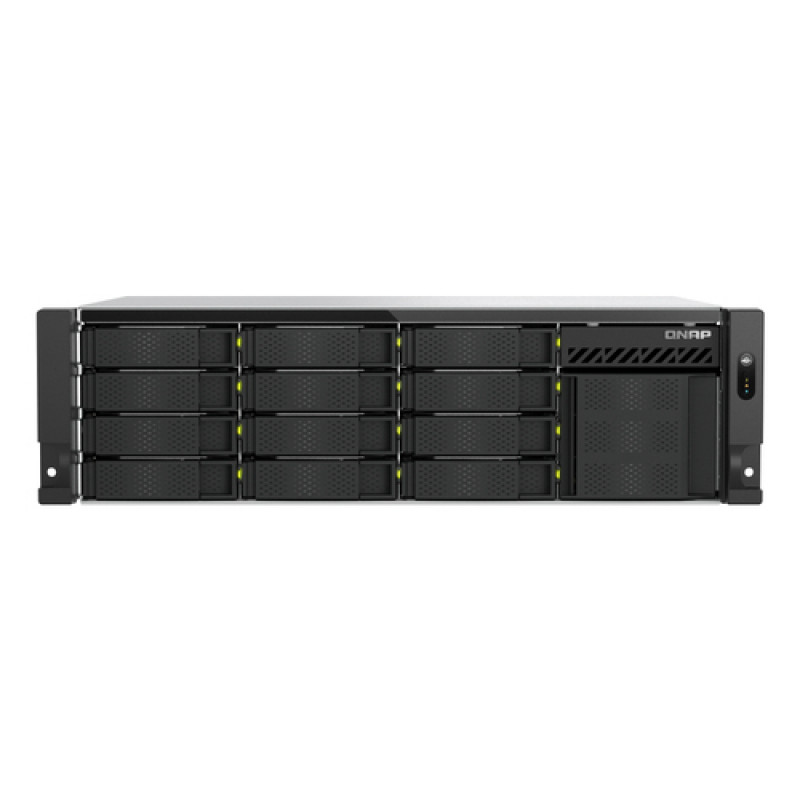 QNAP TS-h1655XeU-RP-8G NAS serveris spintai, 16 skyrių, negilus, 8 GB RAM, 2x 10GbE, rezervinis maitinimo blokas