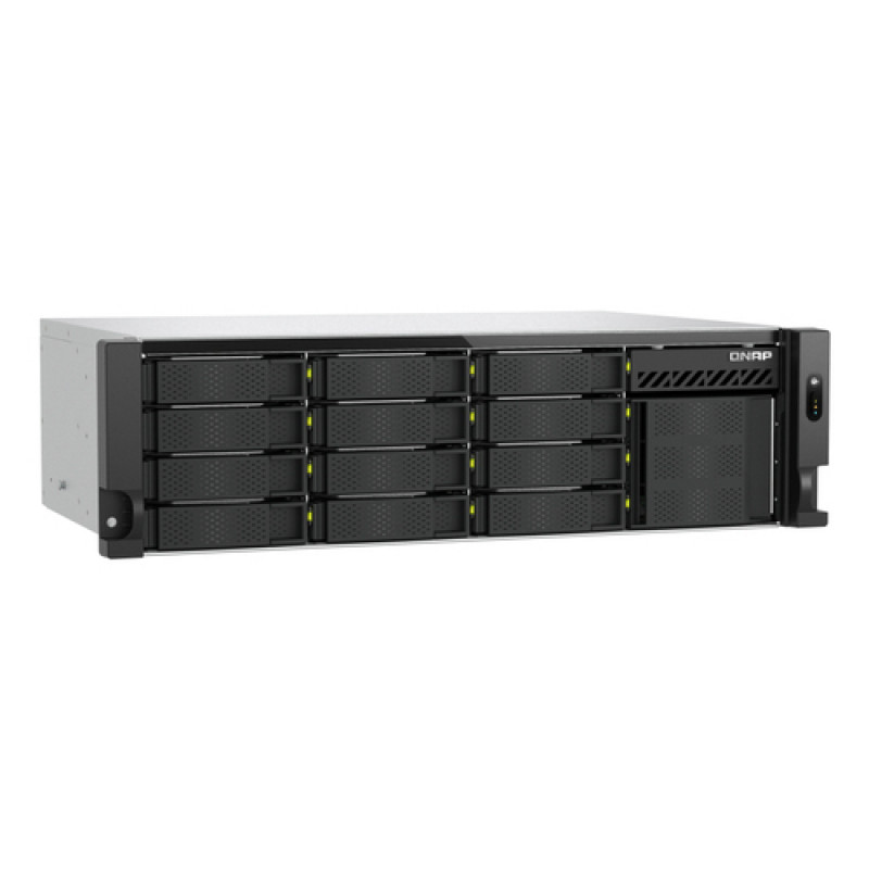 QNAP TS-h1655XeU-RP-8G NAS serveris spintai, 16 skyrių, negilus, 8 GB RAM, 2x 10GbE, rezervinis maitinimo blokas