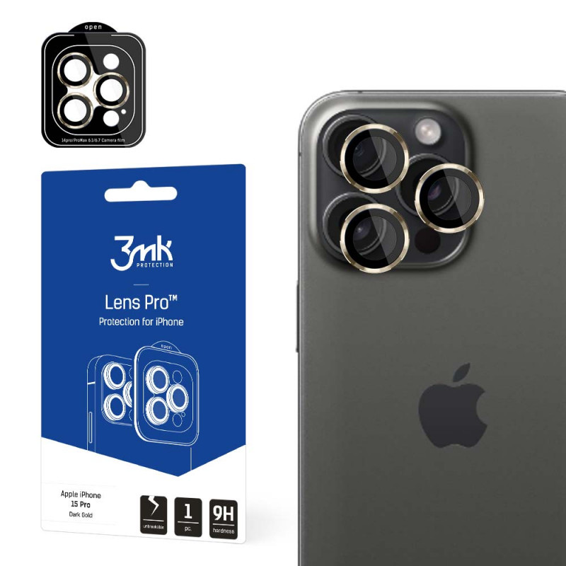 3MK Lens Protection Pro Apple iPhone 15 Pro, tamsaus aukso spalvos
