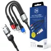 3MK Hyper Cable N-SERIES 6in1 USB-C / USB-A į USB-C / MicroUSB / Lightning laidas, QC 3.0, 18 W (9 V / 2 A), 1.2 m, juodos spalvos
