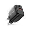 Juodas Tech-Protect NCA20 įkroviklis į rozetę su USB-A / USB-C jungtimis, PD 20W / QC3.0