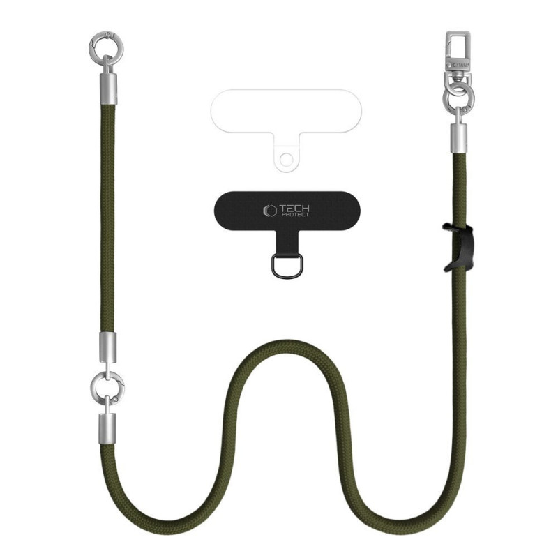 Tech-Protect C10S Rope Crossbody & Wrist dirželių telefonui komplektas, alyvuogių žalia/titano spalvos