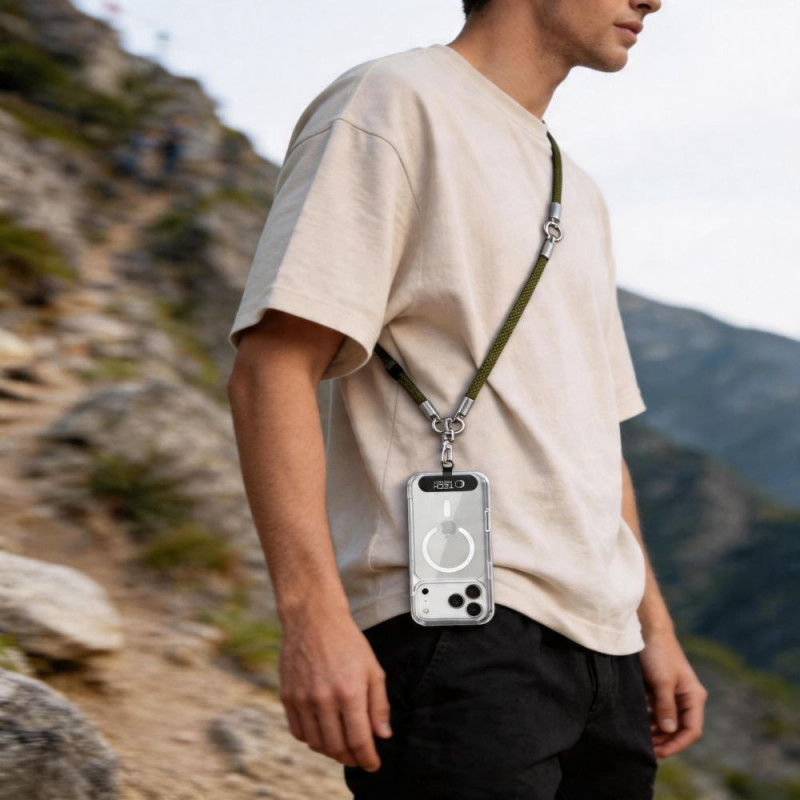 Tech-Protect C10S Rope Crossbody & Wrist dirželių telefonui komplektas, alyvuogių žalia/titano spalvos