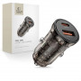 Juodas Tech-Protect CC01 dviejų lizdų automobilinis įkroviklis USB-A / USB-C, PD 30W / QC 3.0