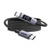 Ugreen L530 juodas USB-C–USB-C kabelis, 2 m, PD 240 W, 480 Mbps, su ekranu