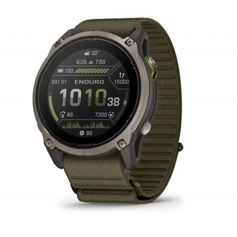 Garmin Enduro 4 GPS išmanusis laikrodis, tamsiai alyvuogių ComfortFit audinio dirželis (010-04799-01)
