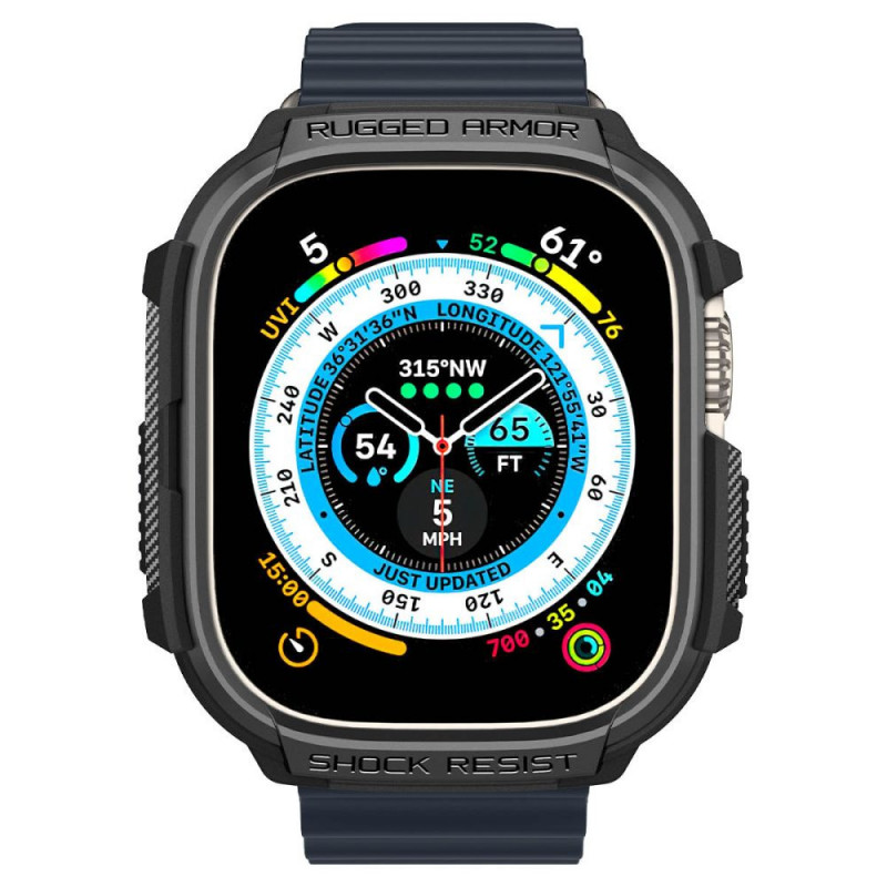 Spigen Rugged Armor dėklas Apple Watch Ultra 49 mm, matinė juoda (ACS05456)