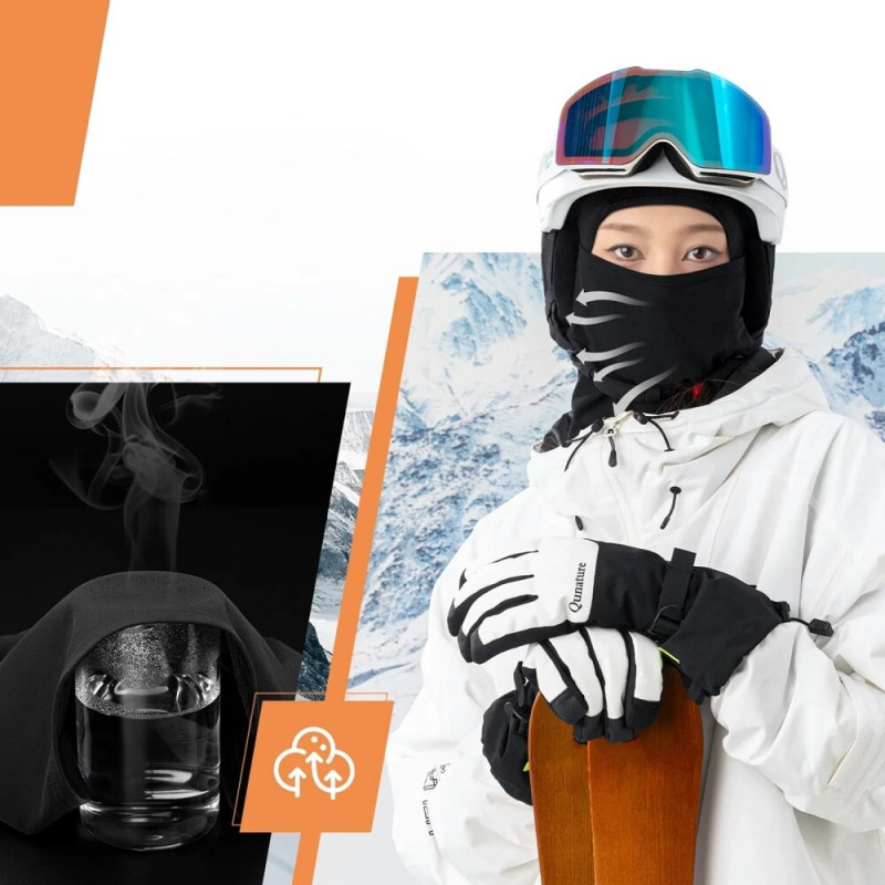 Qunature 13230023011 slidinėjimo balaklava dviračiui ir motociklui, dydis L, juoda
