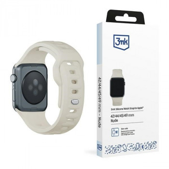 3mk silikoninis laikrodžio dirželis, skirtas Apple Watch 42/44/45/49 mm, smėlio spalvos