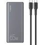 USAMS PB59 (US-CD165) nešiojamasis įkroviklis 30000 mAh, 65 W, 2x QC3.0 + PD, juodas, su USB-C į USB-C kabeliu